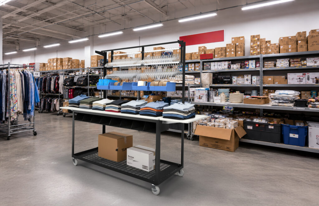 Mobile cart in backroom